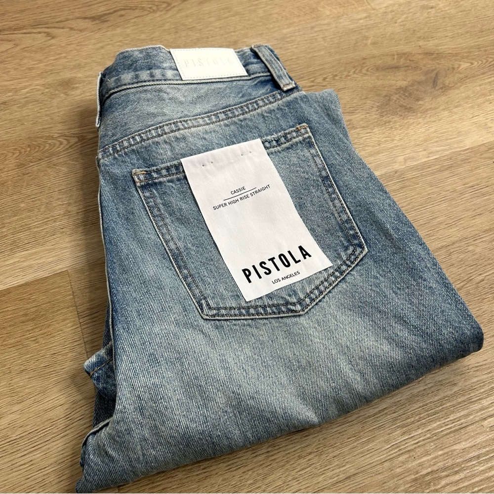 NWT Pistola 100% Cotton Cassie Ultra High Rise Straight Leg Jean in Bramble
